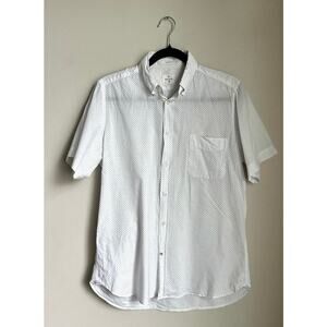 Hartford Casual White Polka Dot Short Sleeve Button Down Shirt Size M